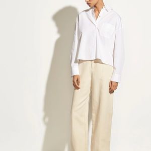 Vince Cropped Boxy Shirt in Optic White - Size M